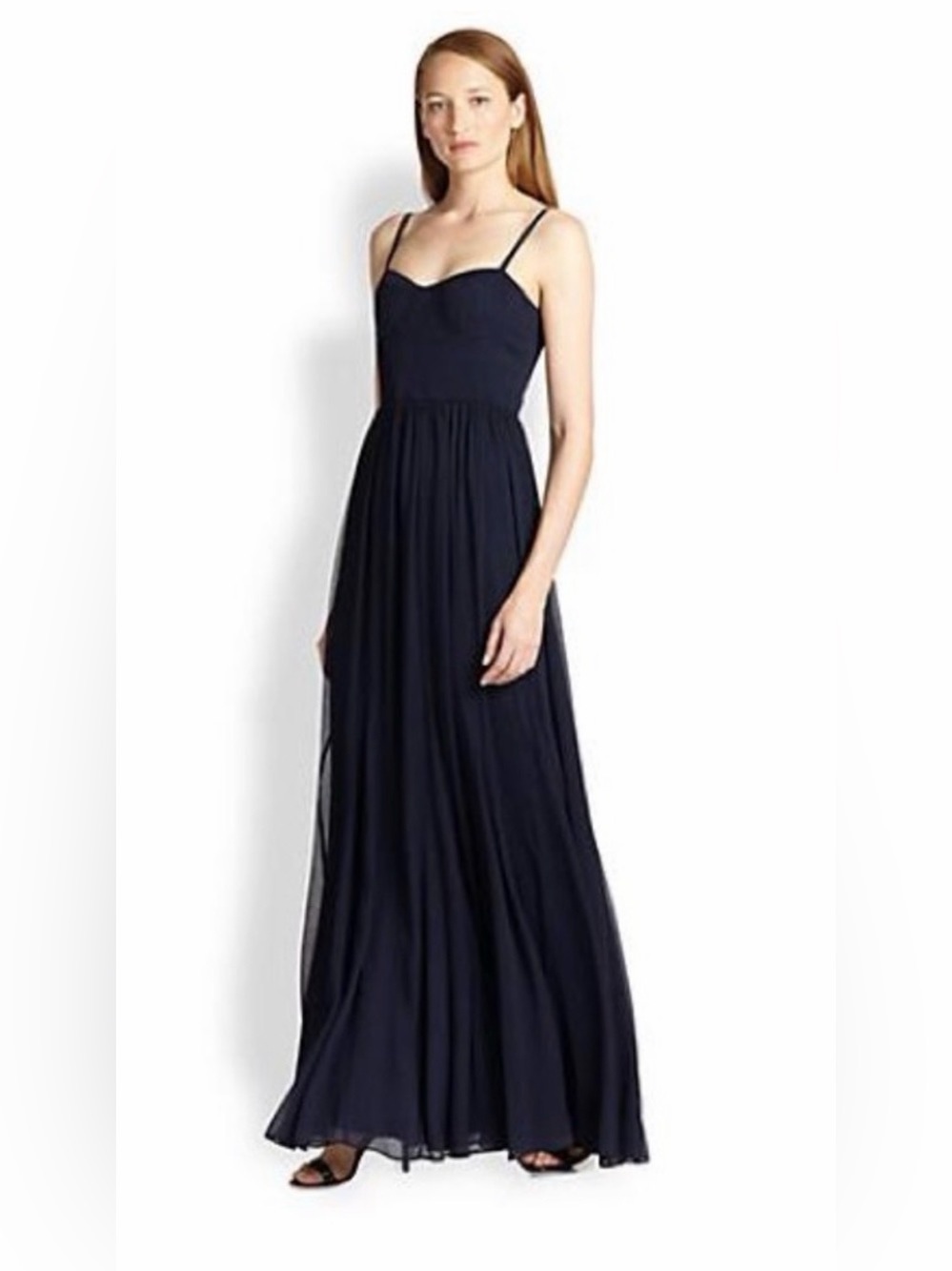 Alice + Olivia Navy Spaghetti-Strap Maxi Gown Sz 0